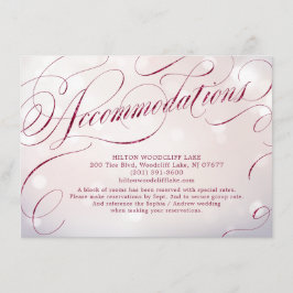 Glam burgundy Vintage Kalligraphie-Unterkunft Begleitkarte