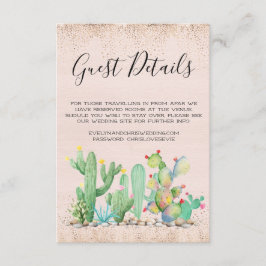 Glam Cactus Wedding Guest Details Card Begleitkarte