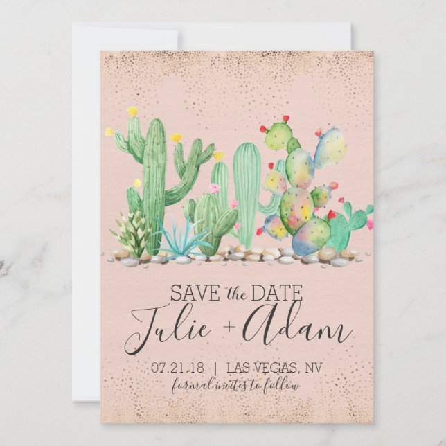 Glam Cactus Wedding Save the Date (Vorderseite)