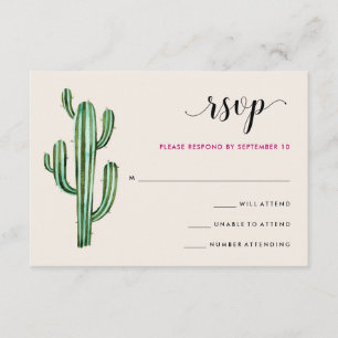 Glam Cactus Wüstenstreifen Hochzeitsreaktion RSVP Karte