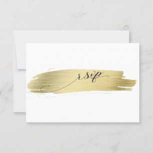 Glam Calligraphy Gold Stroke Wedding RSVP Karte