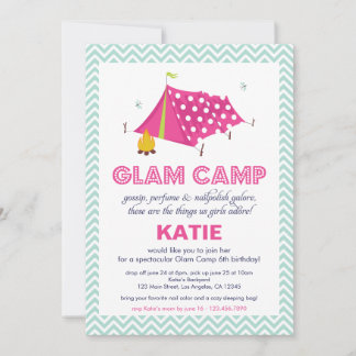 Glam Camp Makeover Girls Geburtstagseinladungskart Einladung