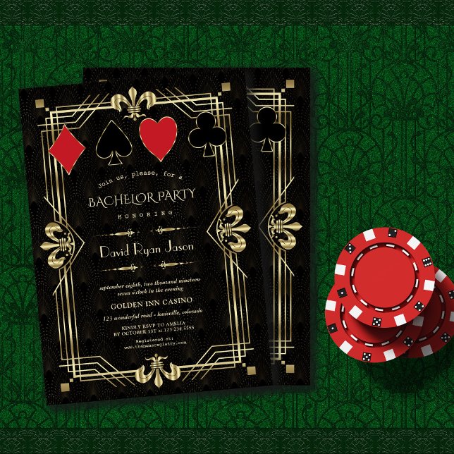 Glam Casino Royale Great Gatsby Bachelor Party Einladung (Von Creator hochgeladen)