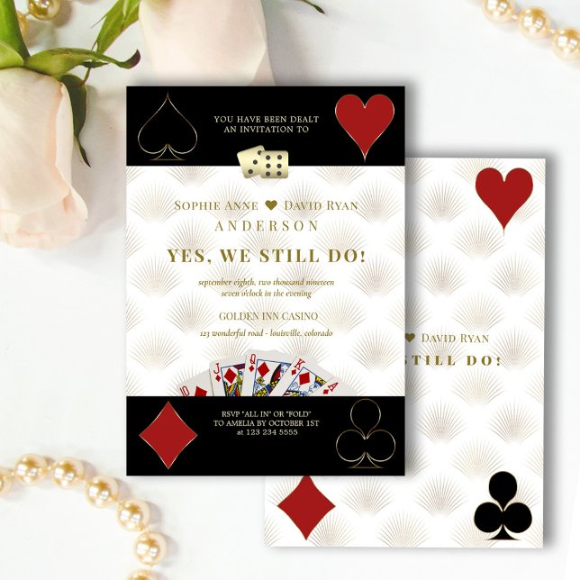 Glam Casino Royale Vegas Poker Vows Renewal Einladung (Glam Casino Royale Vegas Poker Vows Renewal Invite, trendy, elegant renew the vows casino invite)