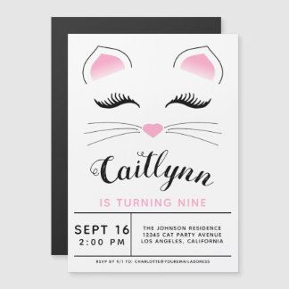 Glam Cat Birthday Party Magneteinladung