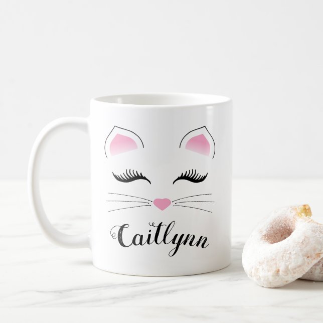 Glam Cat Face Tasse (Mit Donut)