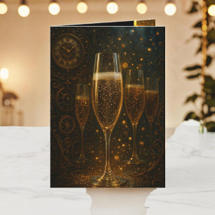 Glam Celebration Lux Party Steampunk Champagner Feiertagskarte