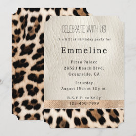 Glam Champagne Cream Leopard Einladung
