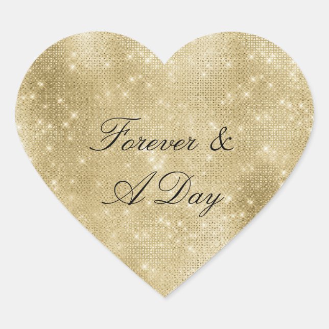 Glam Champagne Gold Glitzy Diamonds Herz-Aufkleber (Vorderseite)