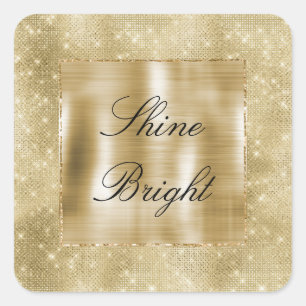 Glam Champagne Gold Glitzy Sparkle Quadratischer Aufkleber