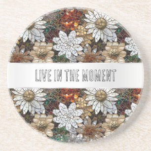 Glam Champagne Gold Red White Blume Getränkeuntersetzer