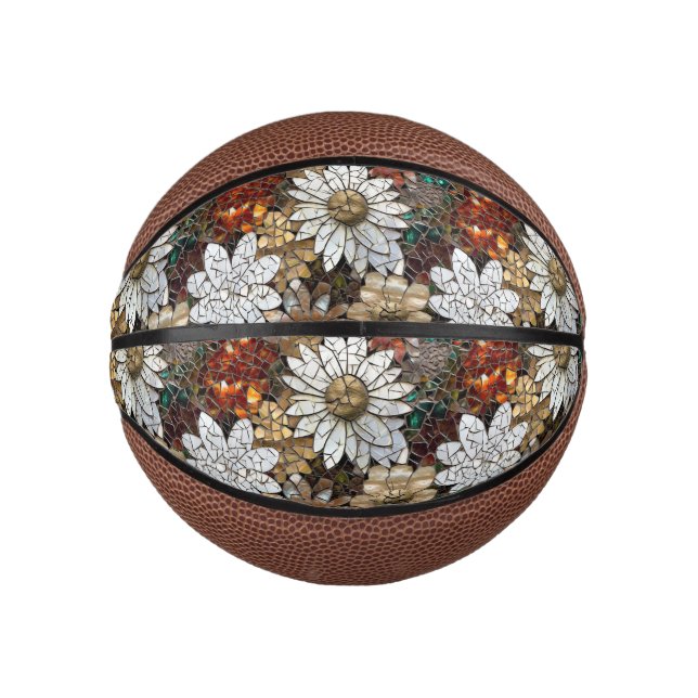 Glam Champagne Gold Red White Blume Mini Basketball (Vorderseite)
