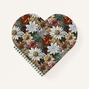 Glam Champagne Gold Red White Blume Notizbuch