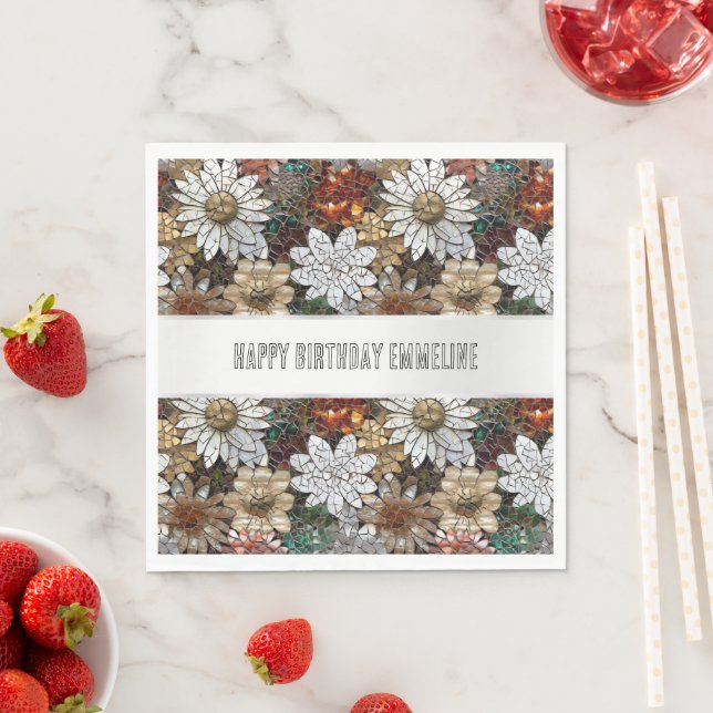 Glam Champagne Gold Red White Blume Serviette (Beispiel)