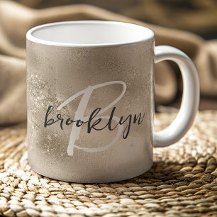 Glam Champagne Gold Trendy Script Monogram Kaffeetasse