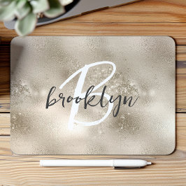 Glam Champagne Gold Trendy Script Monogram  Mousepad
