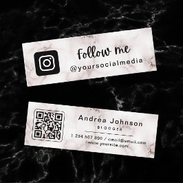 Glam Champagne Marble Instagram folgen QR-Code Mini Visitenkarte