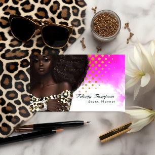 Glam Chic Afro Boss Lady QR Code Business Card Visitenkarte