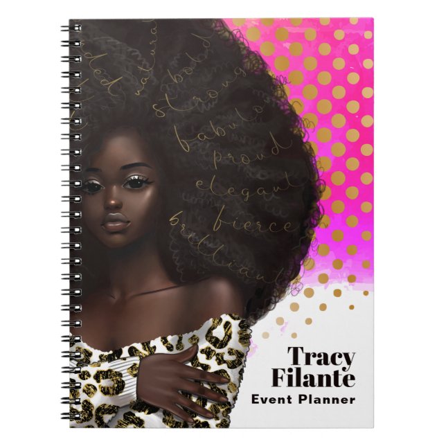 Glam Chic Afro Boss Notebook Notizblock (Vorderseite)