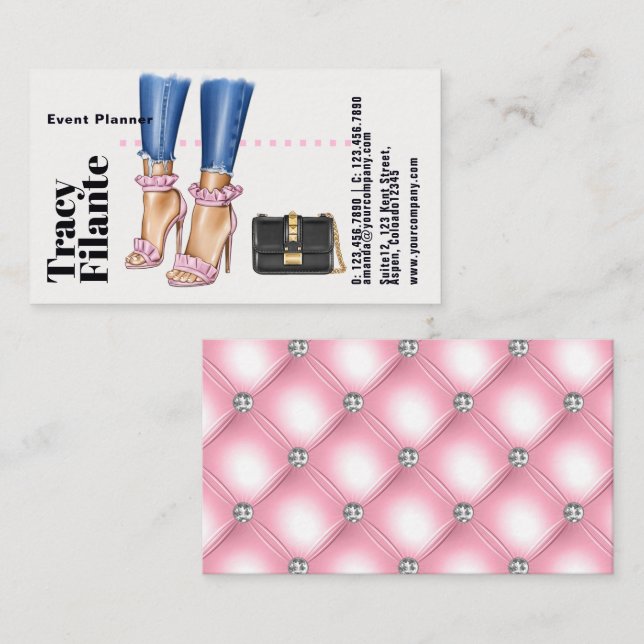 Glam Chic Diamond Fashion Business Card Visitenkarte (Vorne/Hinten)
