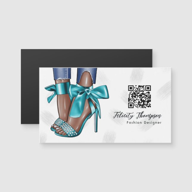 Glam Chic Fashion QR Code Magnetkarte (Vorne/Hinten)