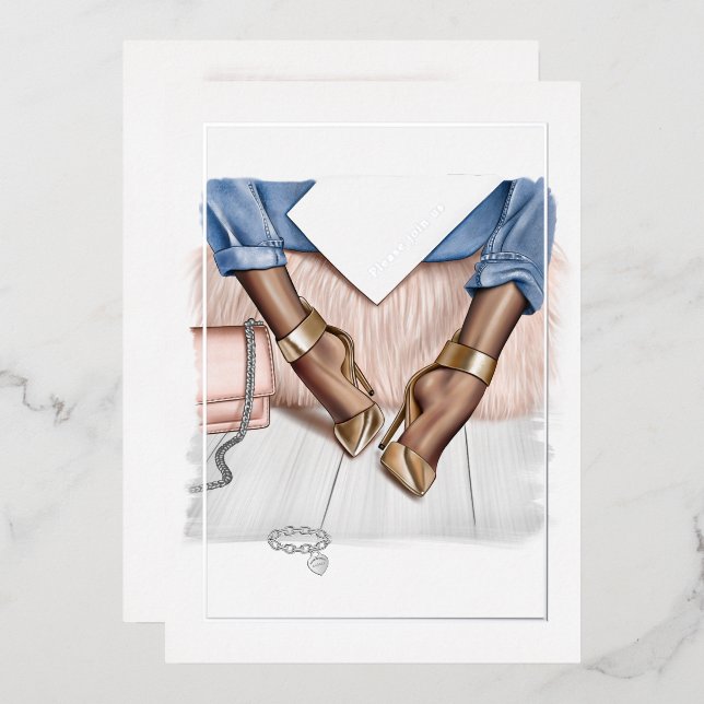 Glam Chic Fashion Show Foil Einladung (Vorderseite/Rückseite)