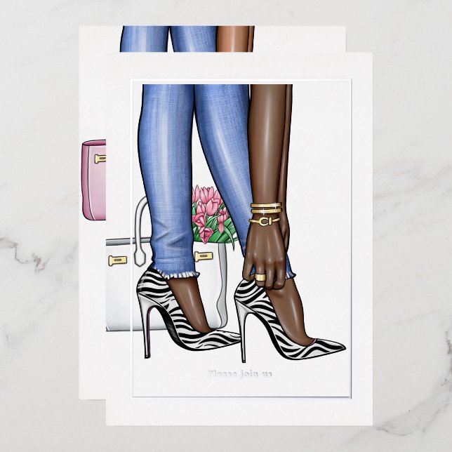 Glam Chic Fashion Show Foil Einladung (Vorderseite/Rückseite)