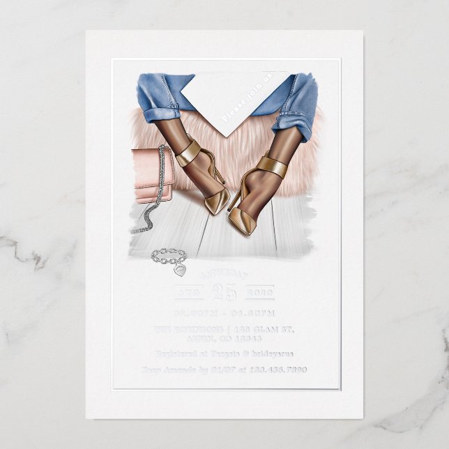 Glam Chic Fashion Show Foil Einladung (Vorderseite)