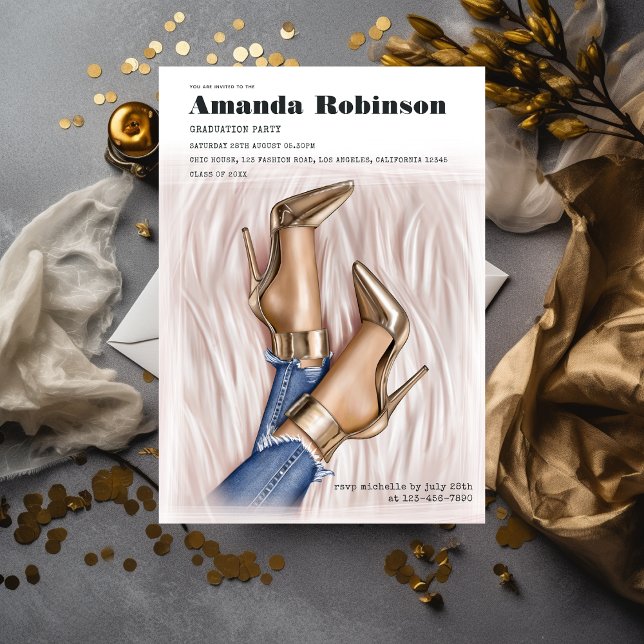 Glam Chic Fashion Show Graduation Party Einladung (Von Creator hochgeladen)