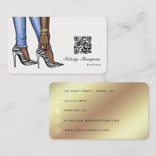 Glam Chic Gold Mode Designer QR Code Business C Visitenkarte