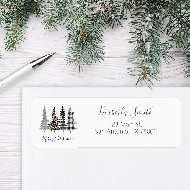 Glam Christmas Rücksendeadresse (Modern Farmhouse Return Address Sticker)