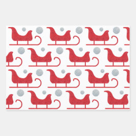 Glam Christmas Santa Sleigh Snowflake Dot Glitzer Geschenkpapier Set