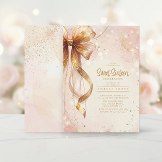 Glam Coquette Bows Sweet Sixteen Gold Blush ID1289