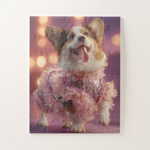 Glam Corgi in Pink - Niedliches Puzzle