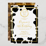 Glam Cow Print Modern Border Wedding Foto Gold Folieneinladung<br><div class="desc">Passen Sie Ihre Veranstaltung an.</div>