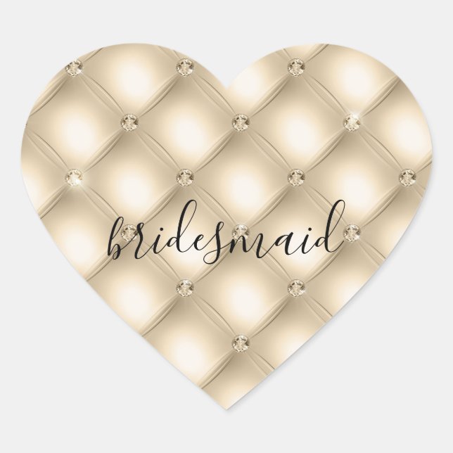 Glam Cream Champagne Diamond Herz-Aufkleber (Vorderseite)