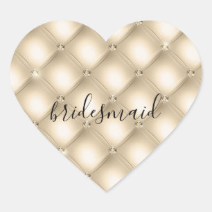 Glam Creme Champagner Diamant Herz-Aufkleber