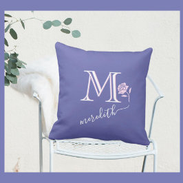 Glam Custom Monogram Name Rose Kissen