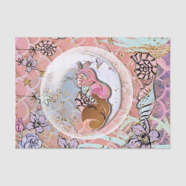 Glam Dark Mermaid Girls Baby Showday Party Seidenpapier (Vorderseite)