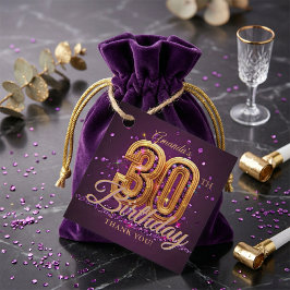 Glam Dark Purple Gold 30th Birthday Thank You Geschenkanhänger