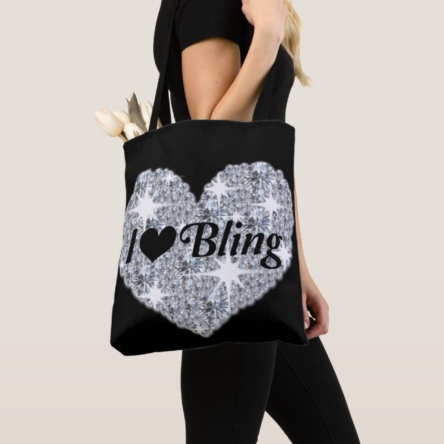 Glam Diamant Herz I Liebe Bling Print auf schwarz (Von Nahem)