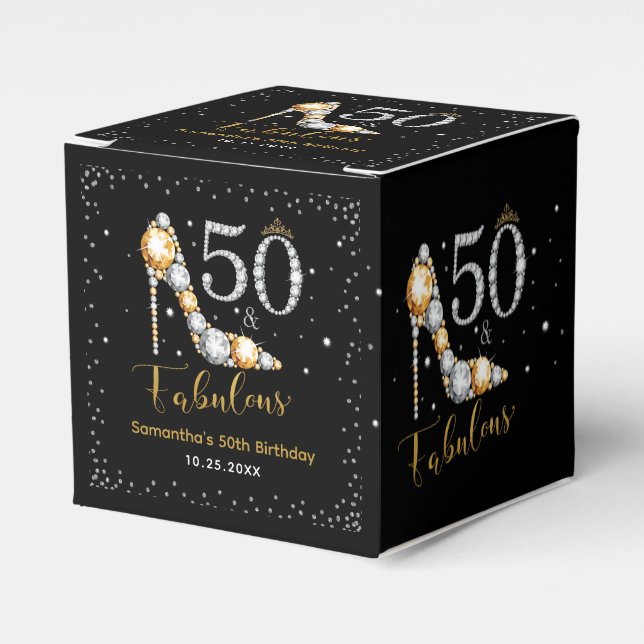 Glam Diamonds 50 und fabelhaft 50. Geburtstag Geschenkschachtel (Vorderseite)