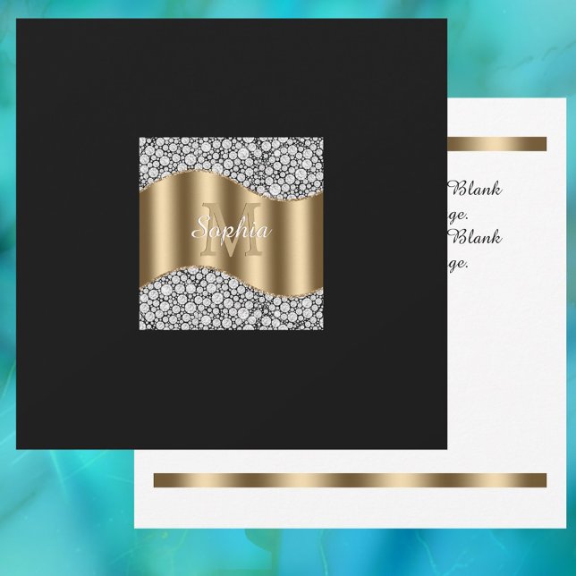 Glam Diamonds, Gold Monogram, Name, Nachricht Einladung (Von Creator hochgeladen)