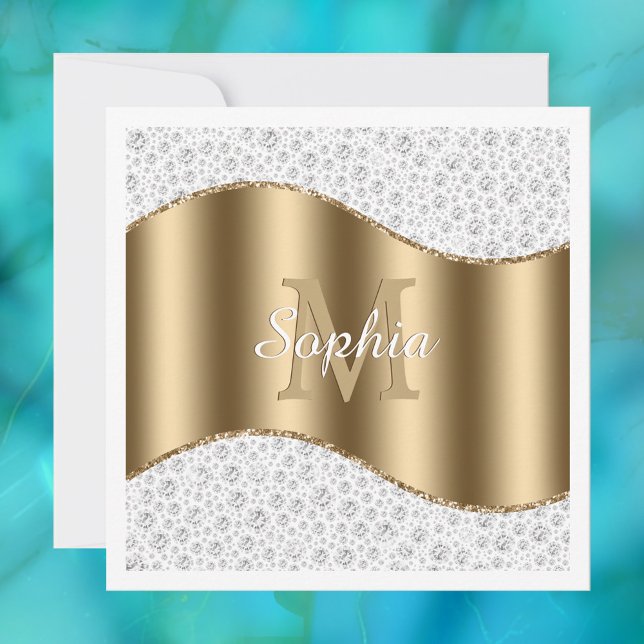 Glam Diamonds, Gold Monogram, Skriptname Einladung (Von Creator hochgeladen)