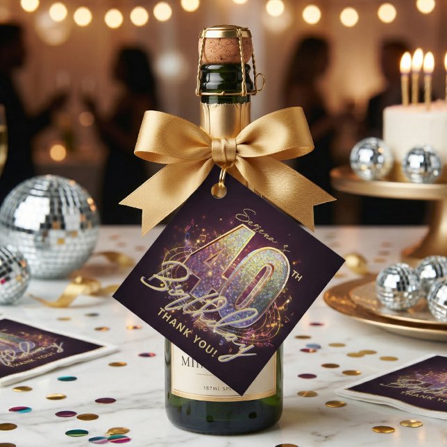 Glam Disco Ball Party 40th Birthday Thank You Geschenkanhänger (Von Creator hochgeladen)