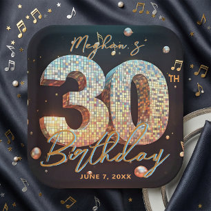 Glam Disco Kugel Noten 30. Geburtstagsfeier Pappteller