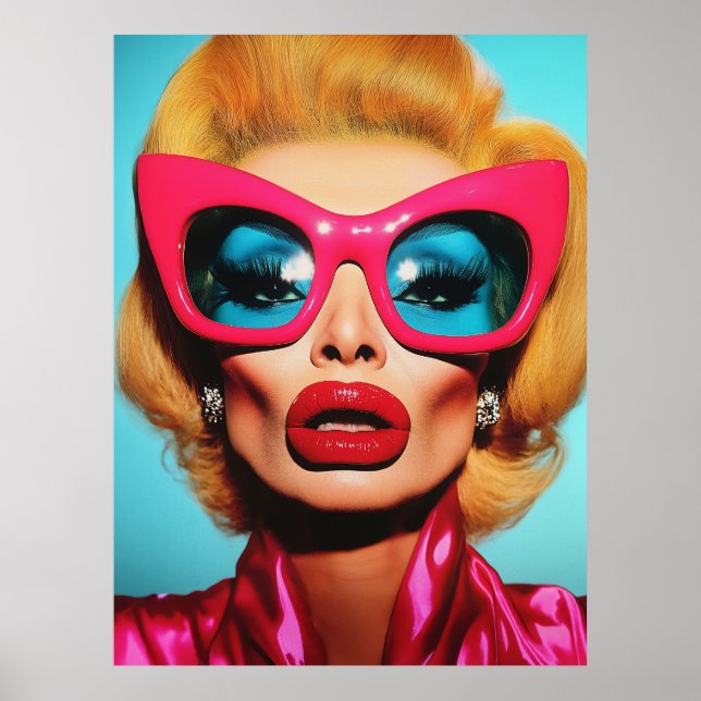 Glam Diva in Retro Shades Poster (Vorne)