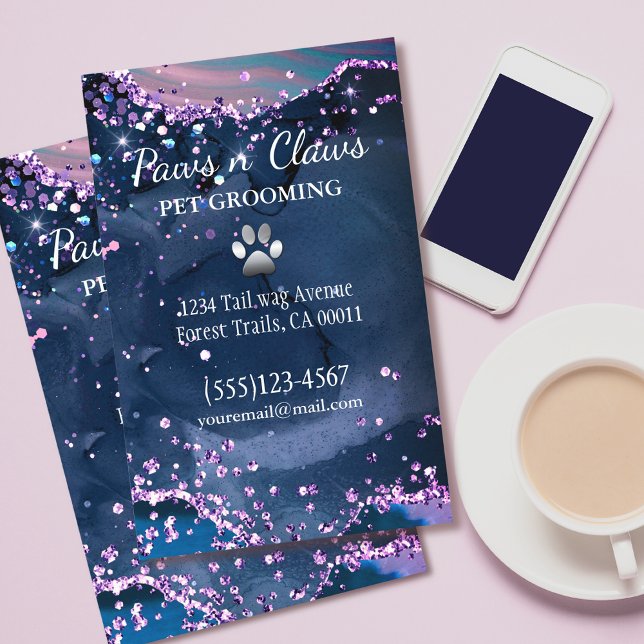 Glam Dog Pet Grooming Paw Agate Glitzer Flyer (Von Creator hochgeladen)