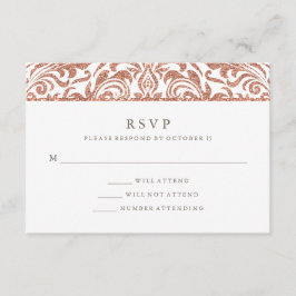 Glam Elegante Imitate Rose Gold Glitzer Damask UAW RSVP Karte