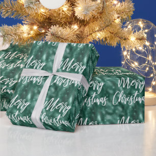 Glam Emerald Green Frory Weihnachtskalligrafie Geschenkpapier